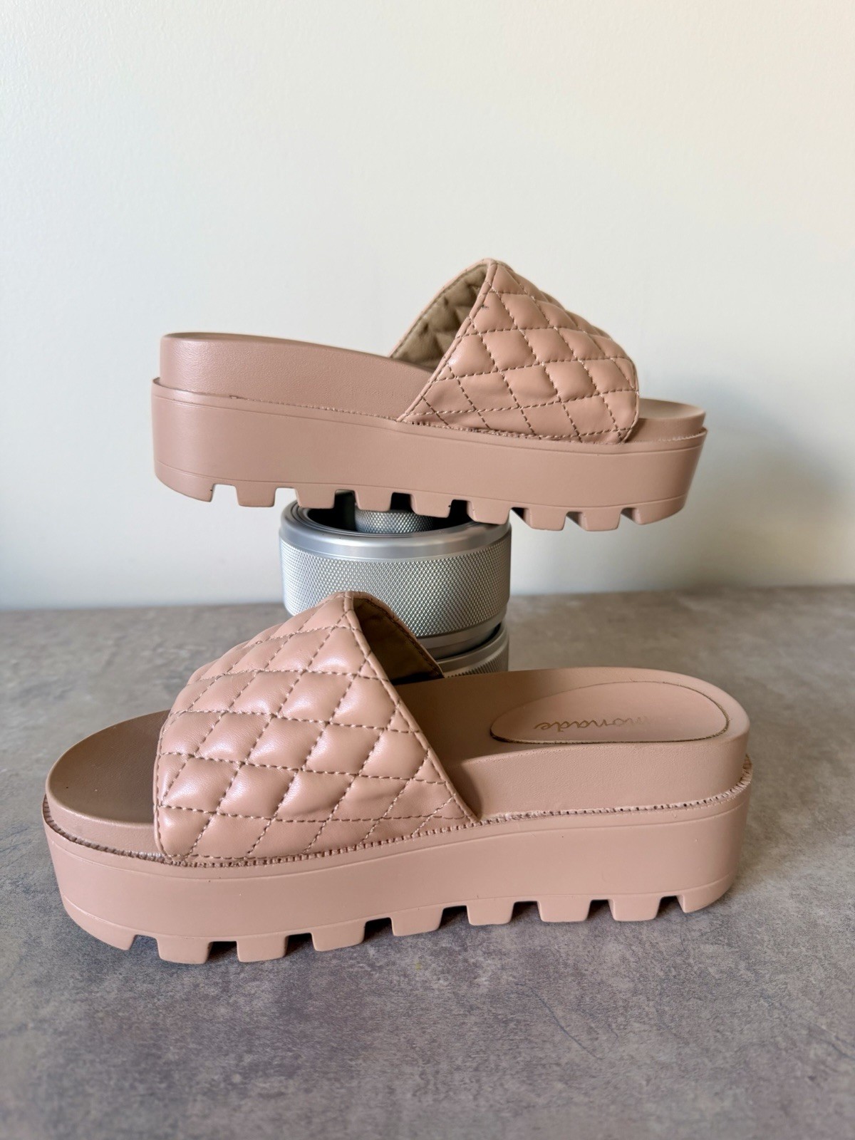 Lemonade Quilted Slide Mules in Tan – Women