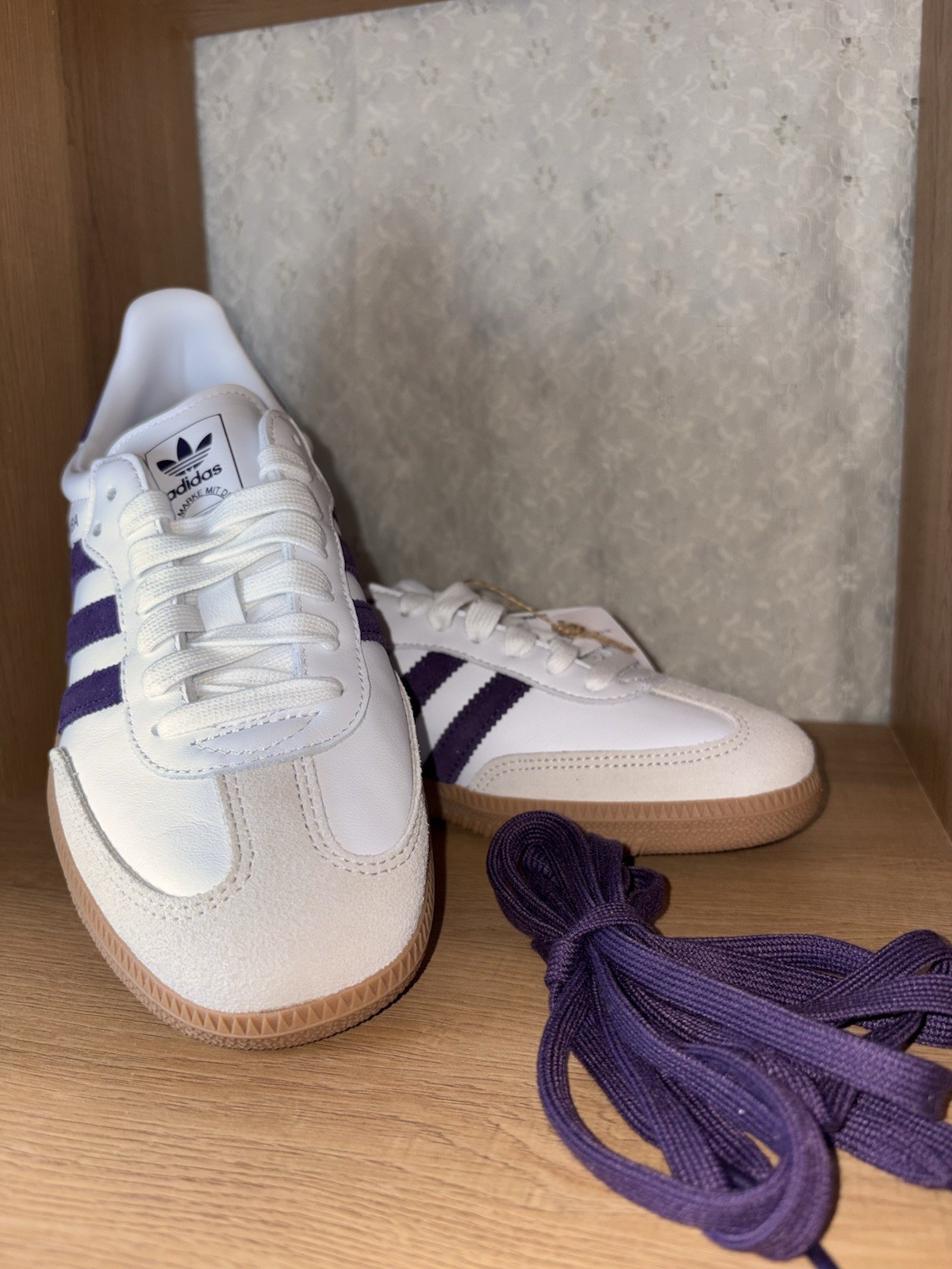 NEW Womens adidas Samba OG Athletic Shoe Cloud White Alumina Aurora Plum
