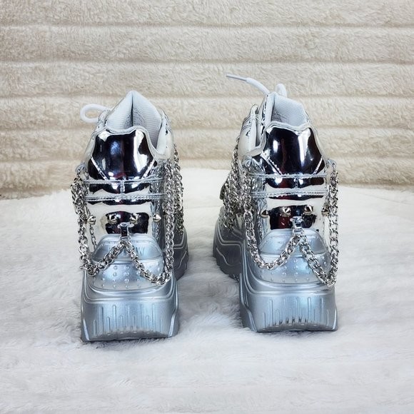 Space Candy Silver Platform Chain Sneaker Hidden Wedge Streetwear Kicks