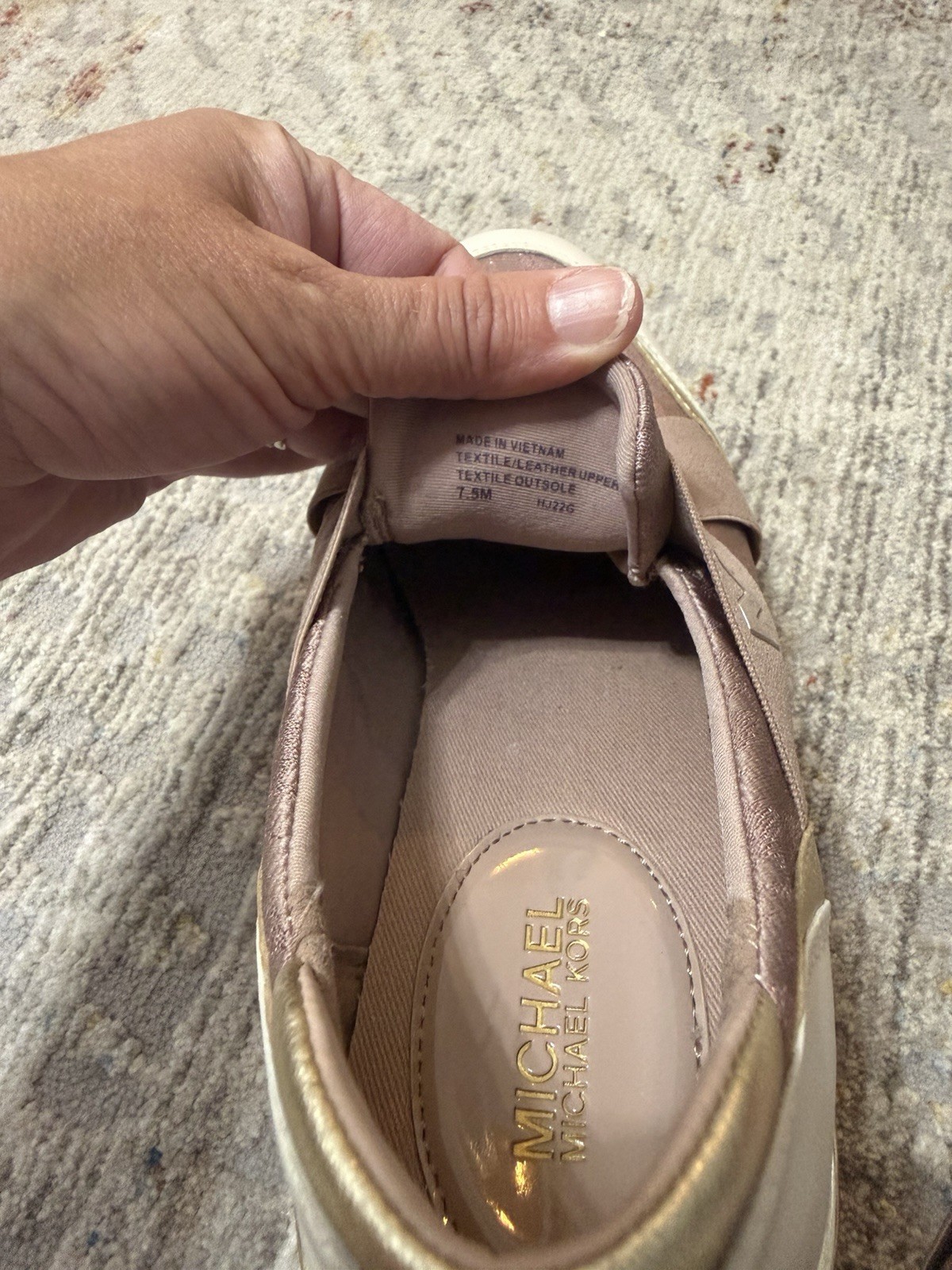 Michael Kors Genna Women’s Slip-On Low Top Sneakers Fawn Logo, 7.5