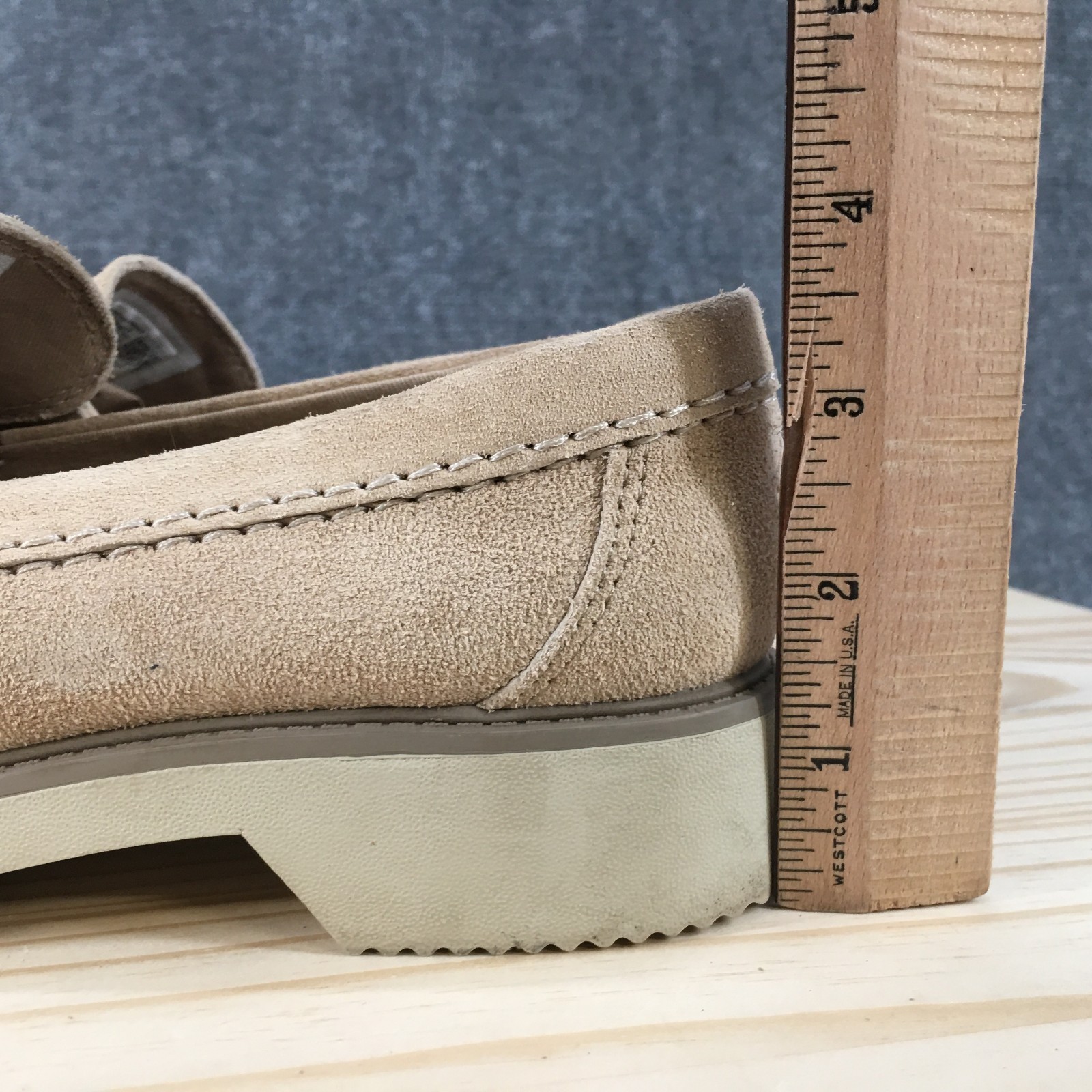 Sperry Shoes Womens 6.5 Wide Wells Penny Loafer Cream Leather Slip On STS89457