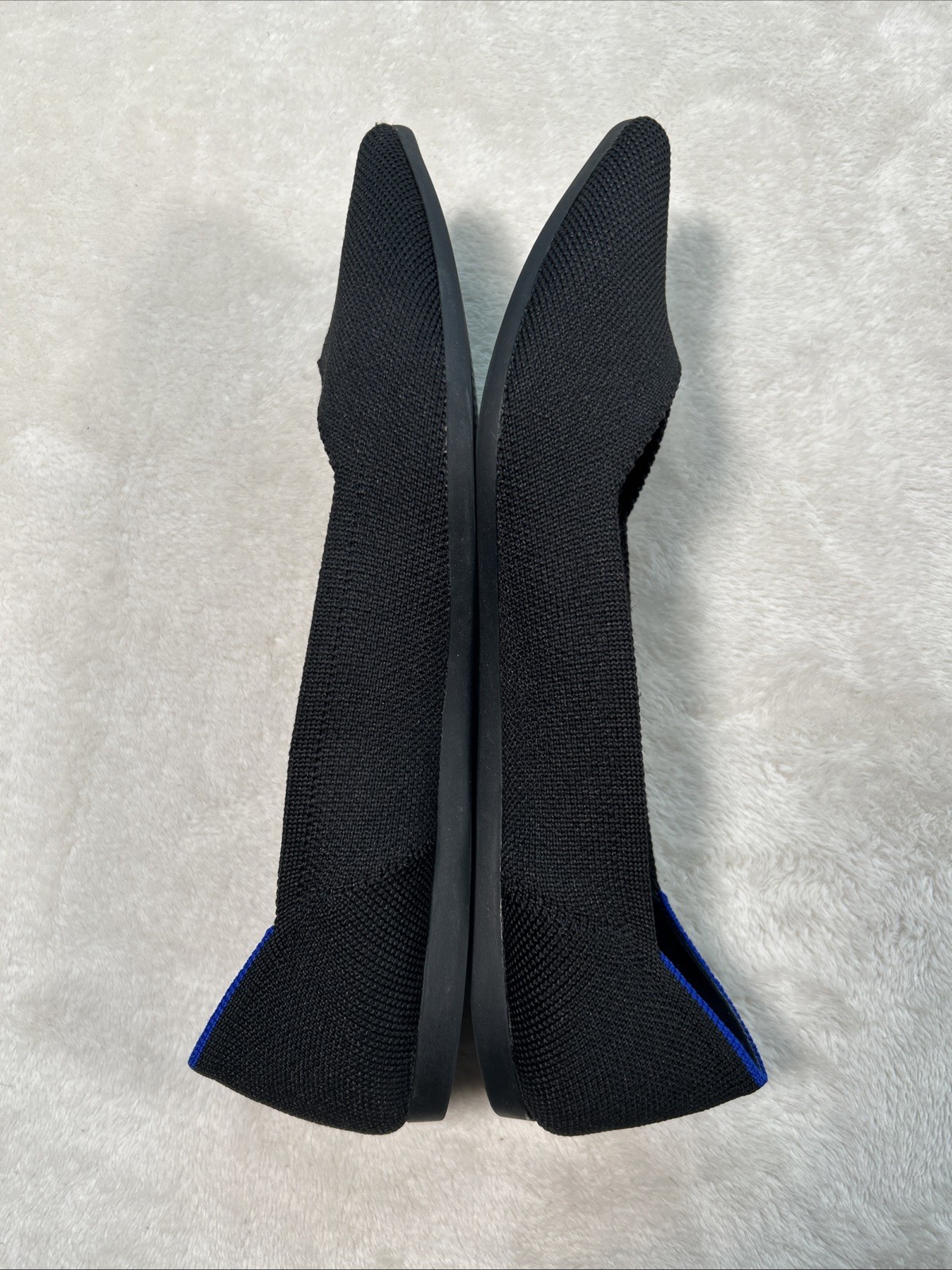 Rothy’s The Point Flats Black Blue Trim Knit Recycled Shoes Women Sz 9