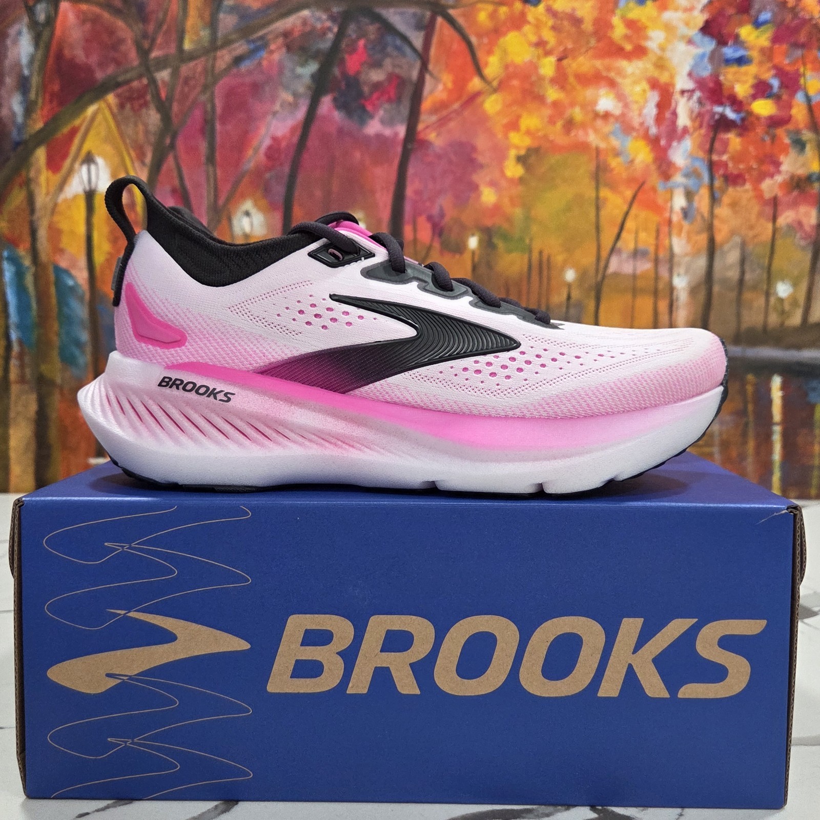 Brooks Glycerin 23 White Phantom Cyber Pink Size 9 Women’s 120465 1B 111 Running