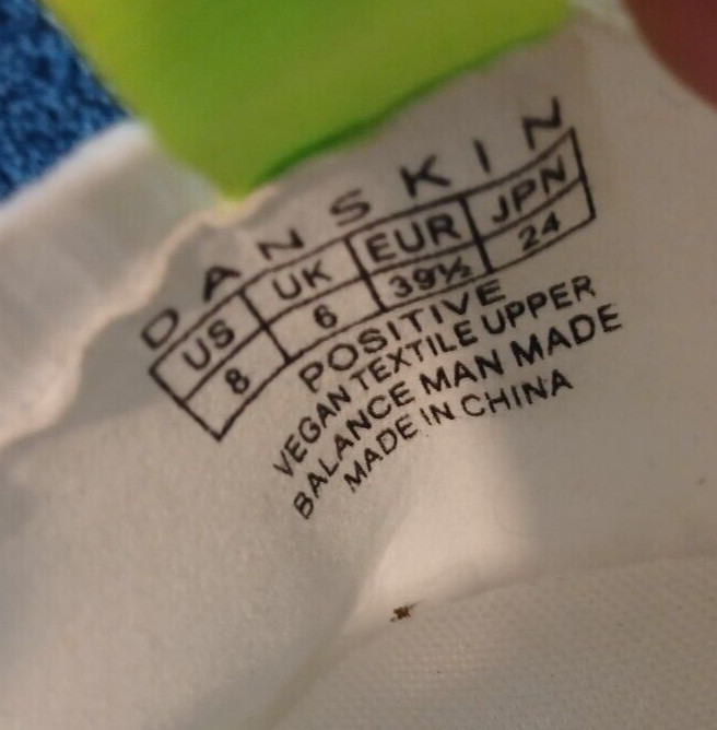 Danskin Positive Ultra Light Comfort Women’s White Neon Green Shoes Size 8