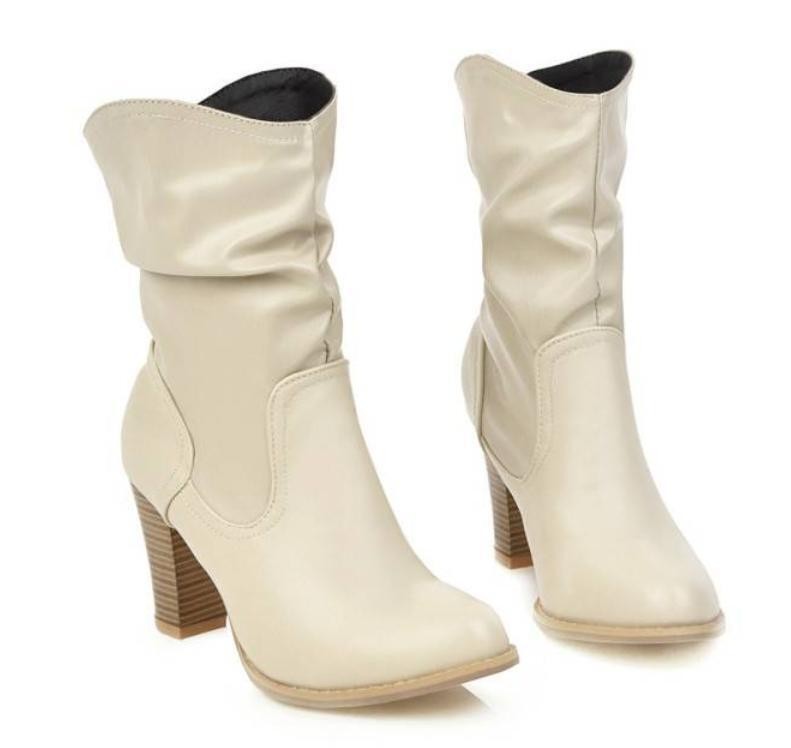Women’s Office Work Casual Slouch Block Heel Round Toe Ankle Boots Outdoor Shoes