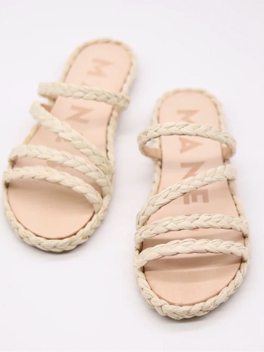 Tuckernuck Manebí Braided Strap Nude Slide Sandals – size 8.5/39