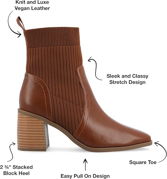 Journee Womens Tru Comfort Foam Harlowe Chelsea Booties | Cognac | 6.5