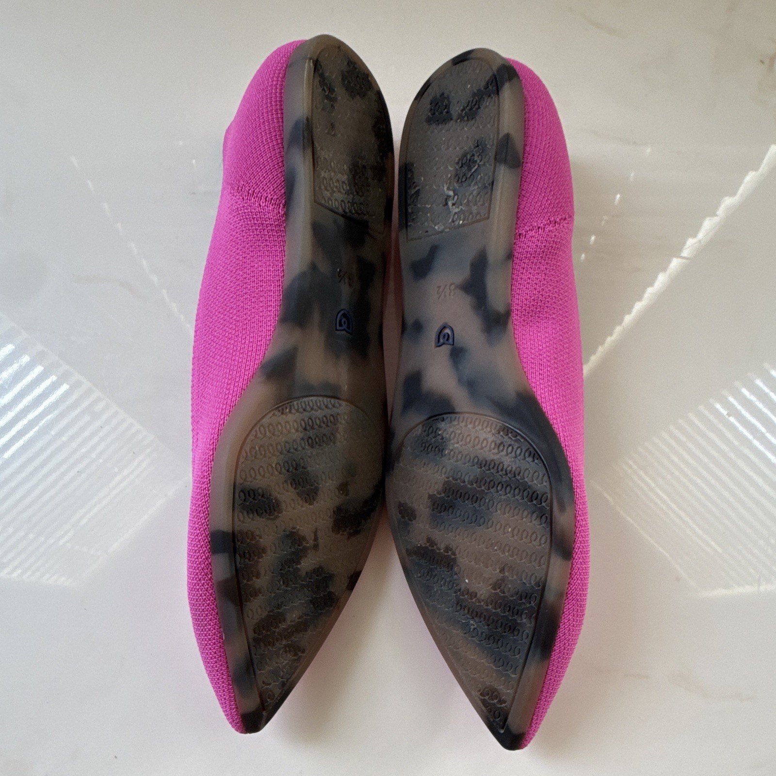 Rothy’s Women’s Pink Knit Slip-On Pointed Toe Flats, US 8.5 Rubber Sole