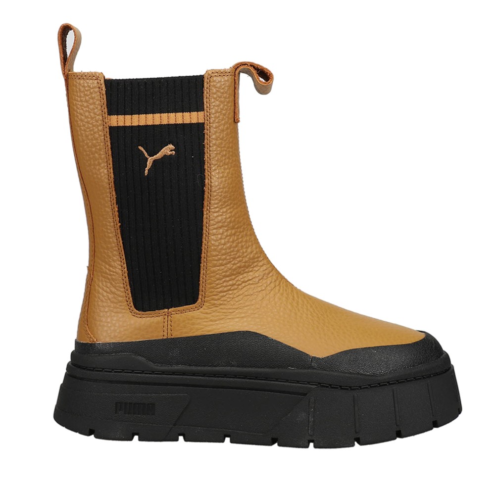 PUMA Mayze Stack Round Toe Pull On Platform Chelsea Womens Brown Casual Boots 3