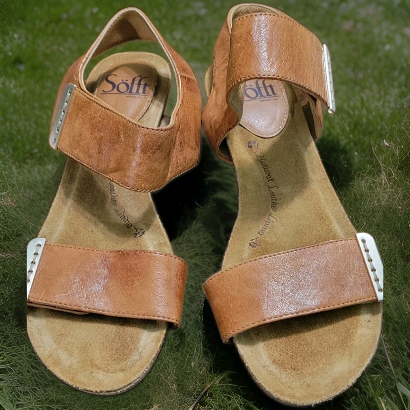 Sofft Verdi II Wedge Leather Comfort Wedge Sandal 6.5M Adjustable Straps (K)
