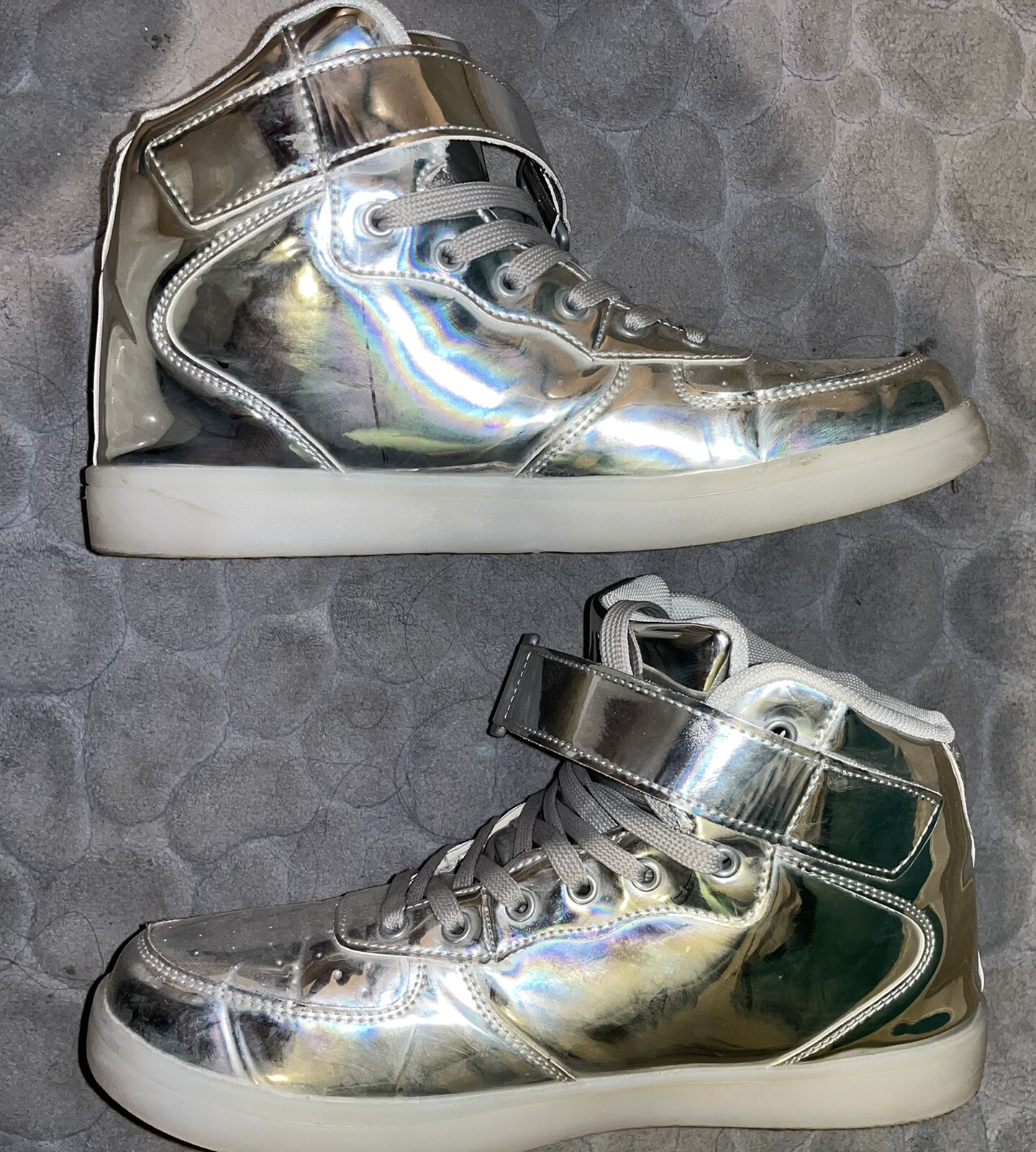 Odema Unisex Shoes High Top Sneakers for Women Men Silver Size 10.5