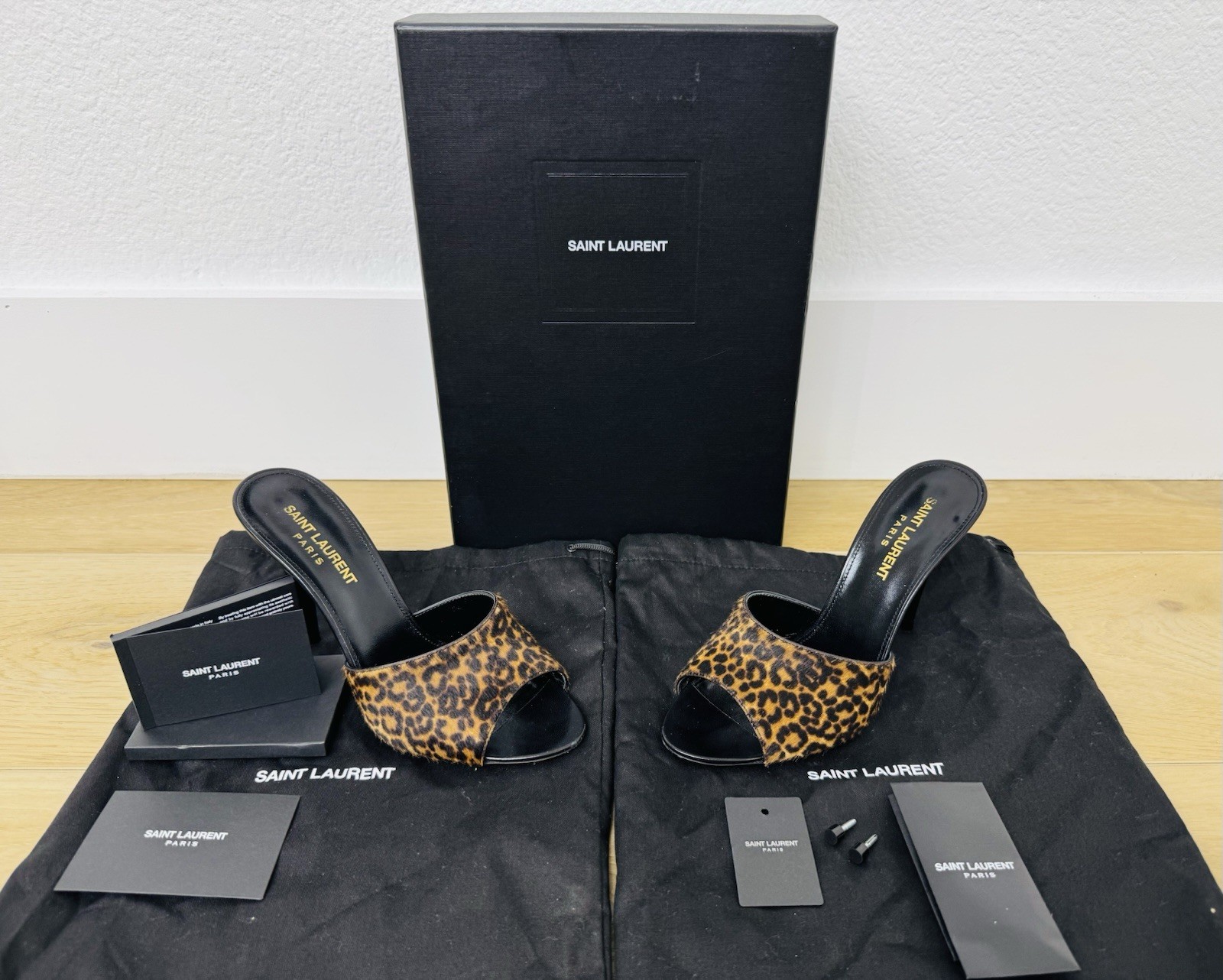 Saint Laurent YSL Heels Manto Naturale Calf Hair Leopard Shoes 36 EU Size 6