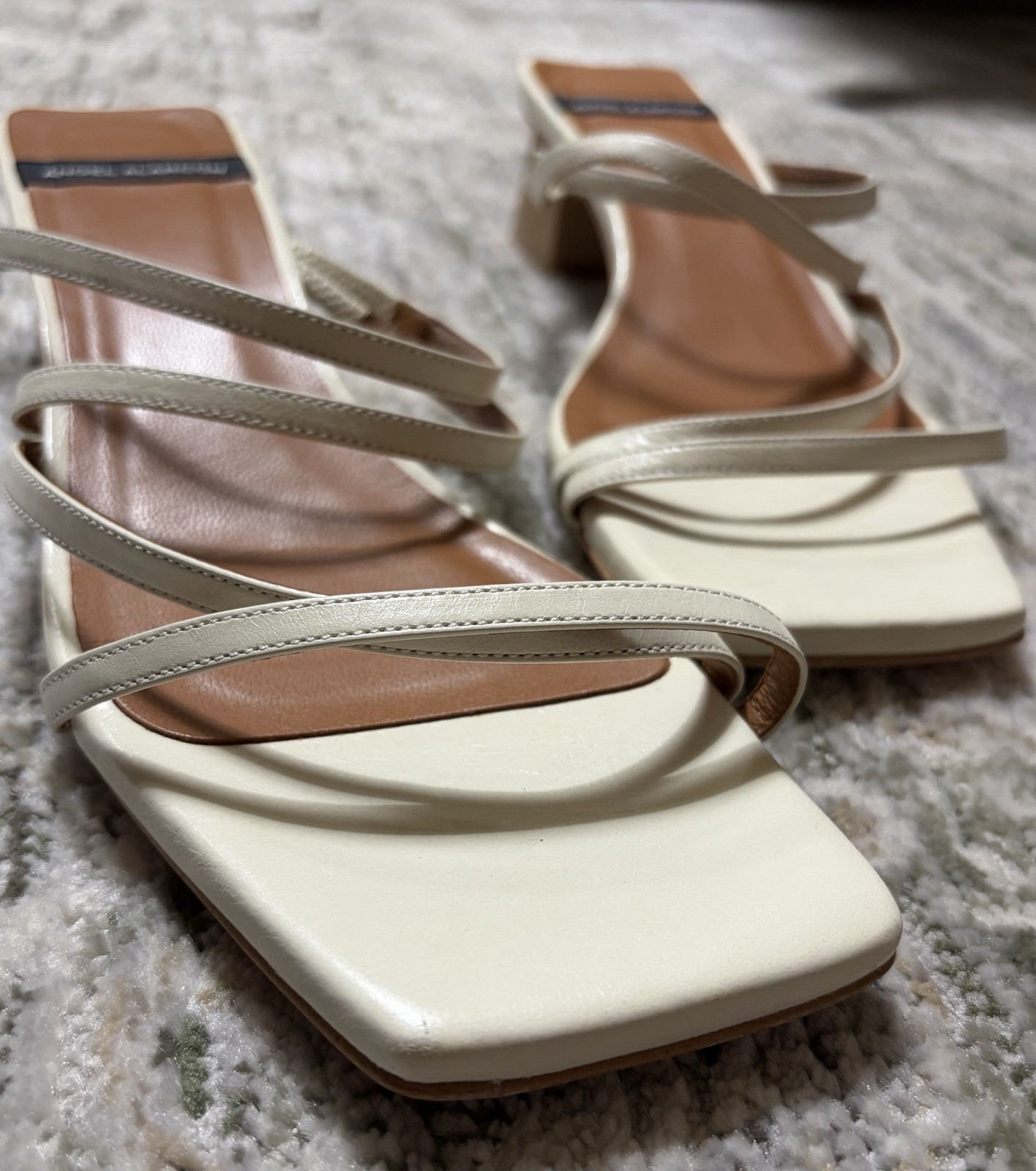 Angel Alarcon Spain White Strappy Square Toe Heeled Sandals Womens 41