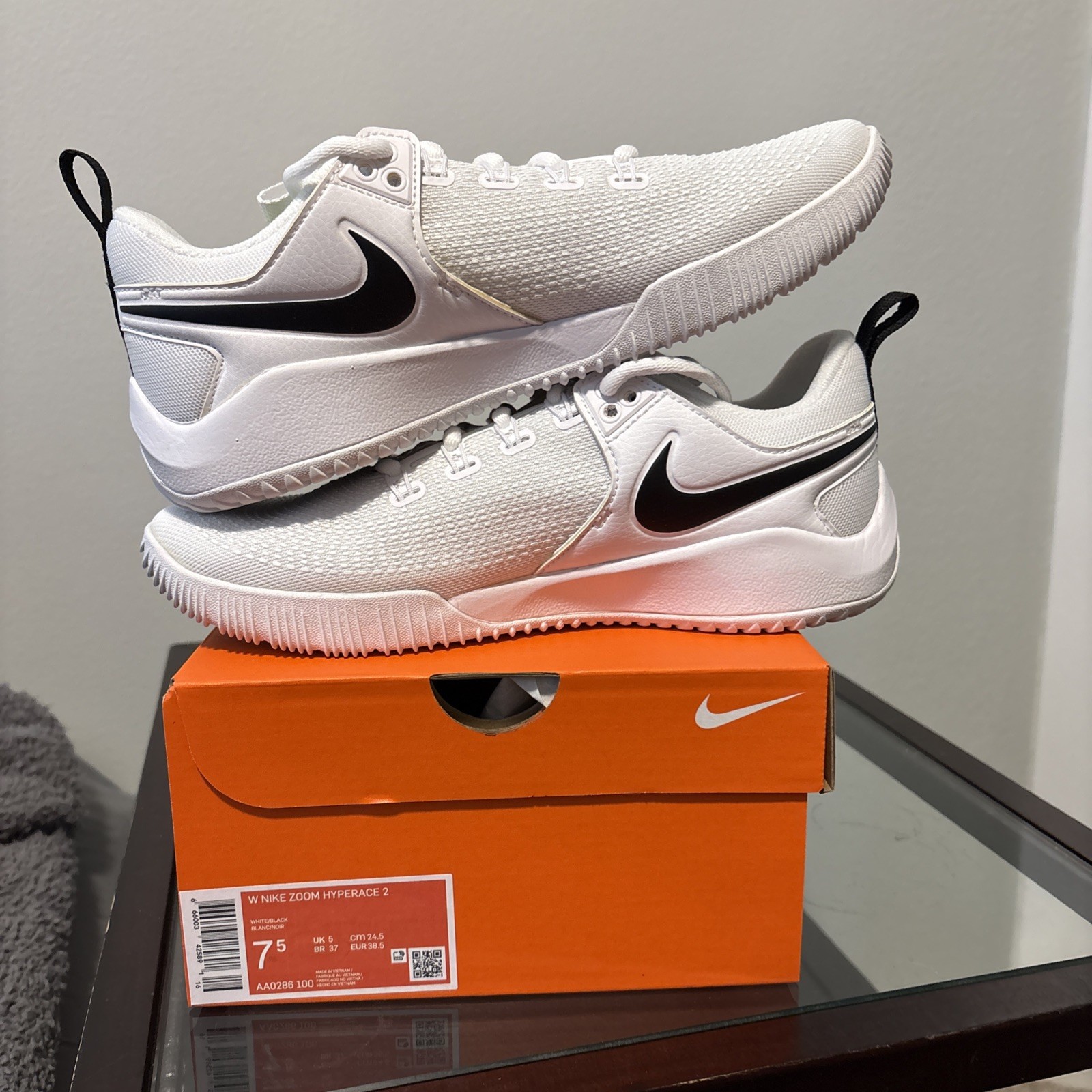 Nike Zoom Hyperace 2 Volleyball Shoes Women’s White NEW AA0286-100 Womens 7.5