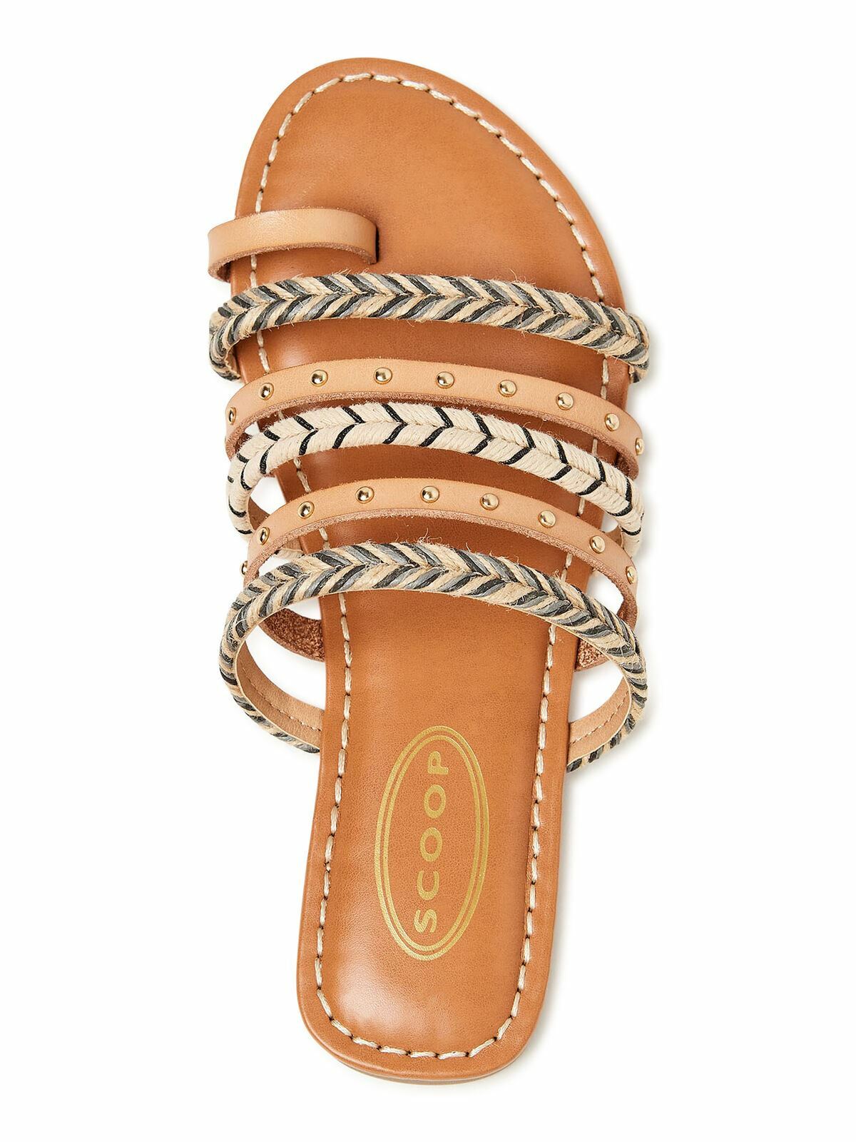Scoop Women’s Studded Strappy Slide Sandal Size 7 Natural –336-