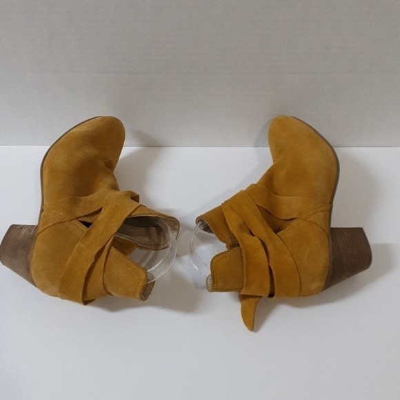 Diba women block ankle boots leather suede 7.5us boho casual mustard Festival