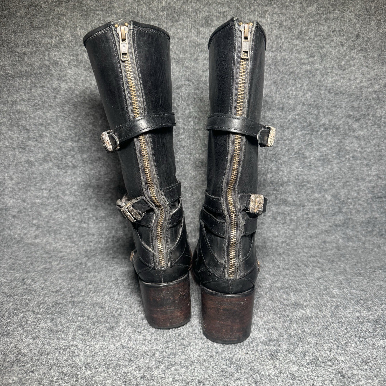 FREEBIRD BY STEVEN Pike Black Boots Women Size 10 Western Buckle Straps
