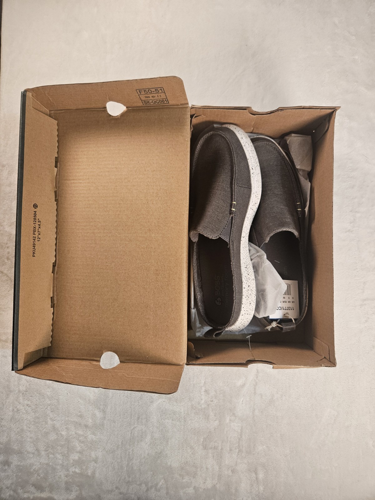 Skechers BOBS Skipper Water & Air Slip On Loafers Canvas Shoes Sz 8 Charcoal NEW