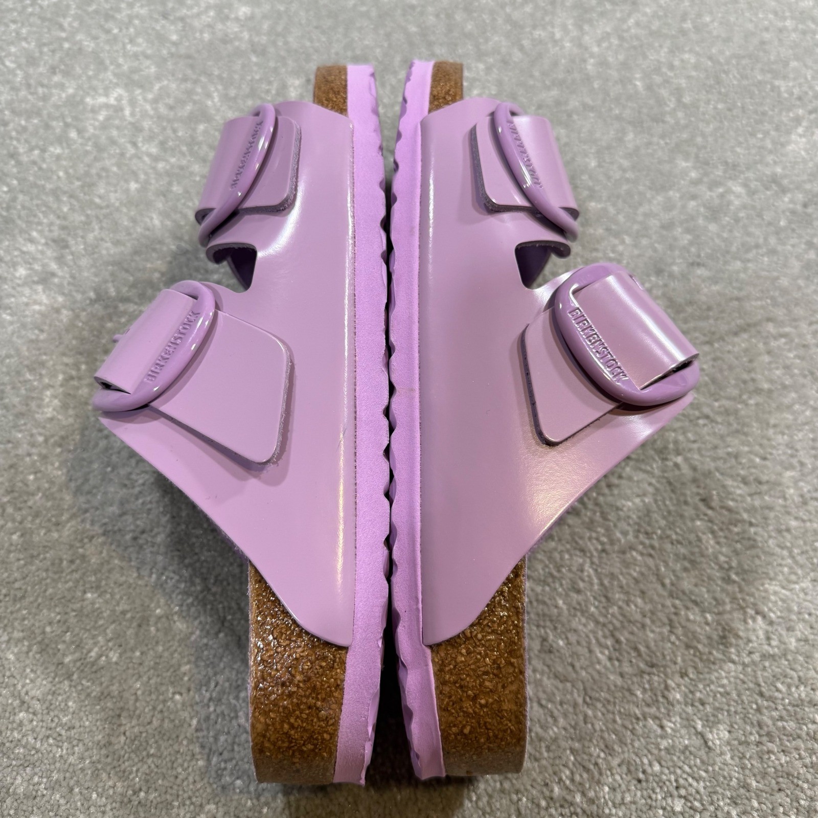 Birkenstock Arizona Big Buckle High Shine Sandals Crocus Patent Leather EUC 41 N