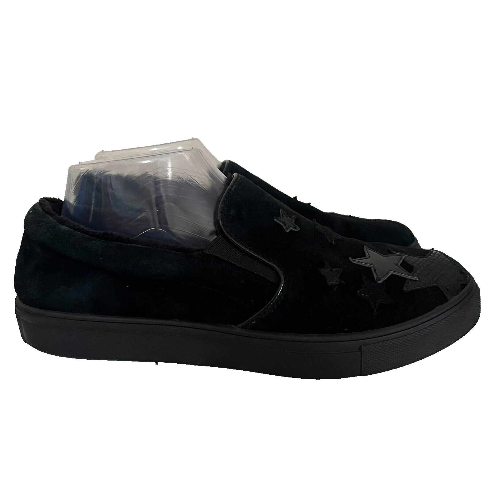 Anna Sui Womens Black Witchy Goth Punk Black Suede Stars Sneaker Shoe SZ 7.5
