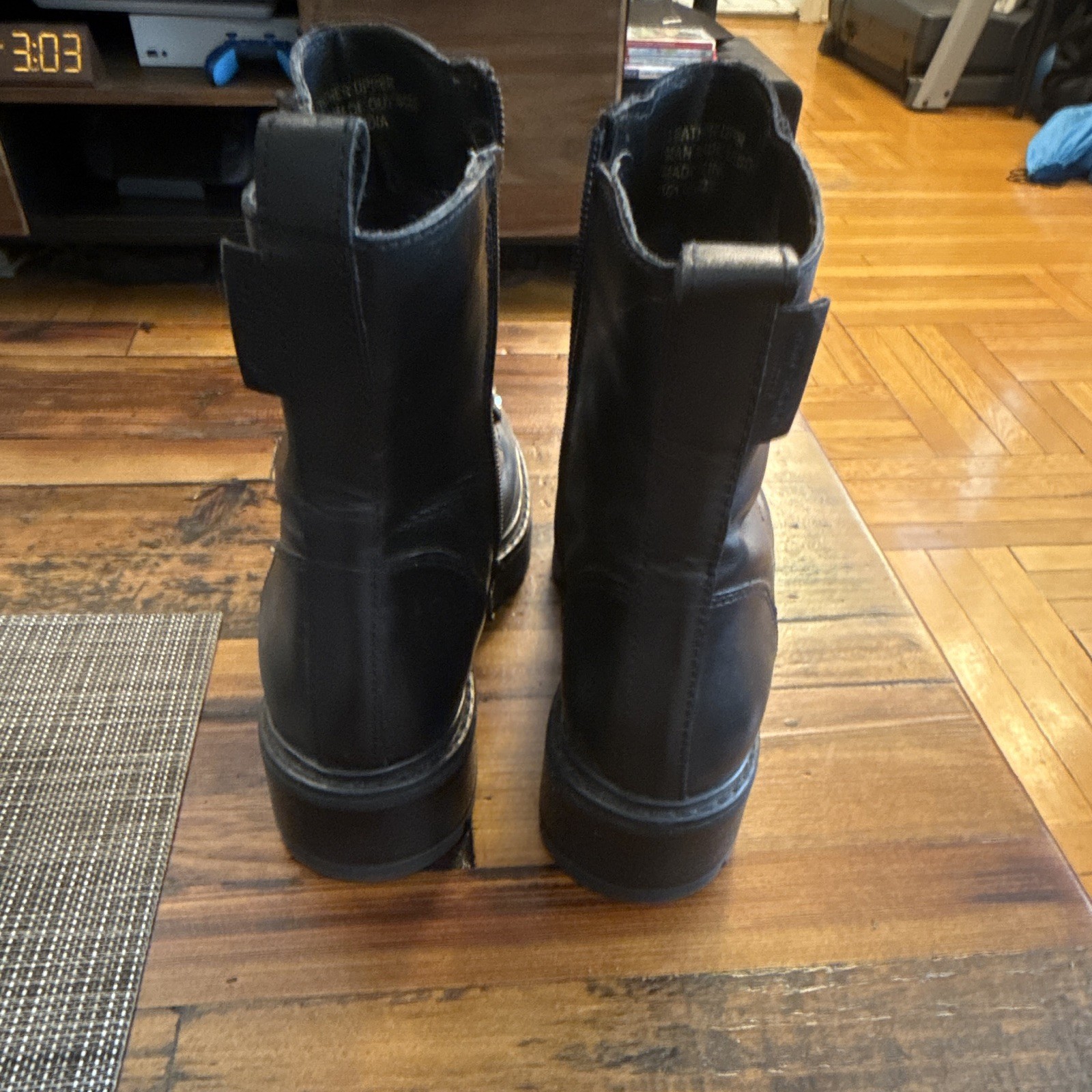 Kurt Geiger London Women’s Black Leather Combat Ankle Boots Zip, US 6.5