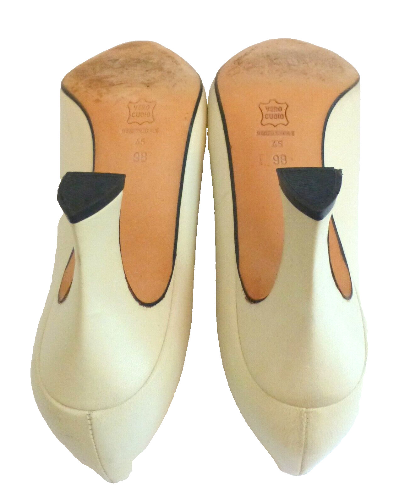 Via Spiga Heels Pumps Ivory Italian Leather Vintage Size 9 B