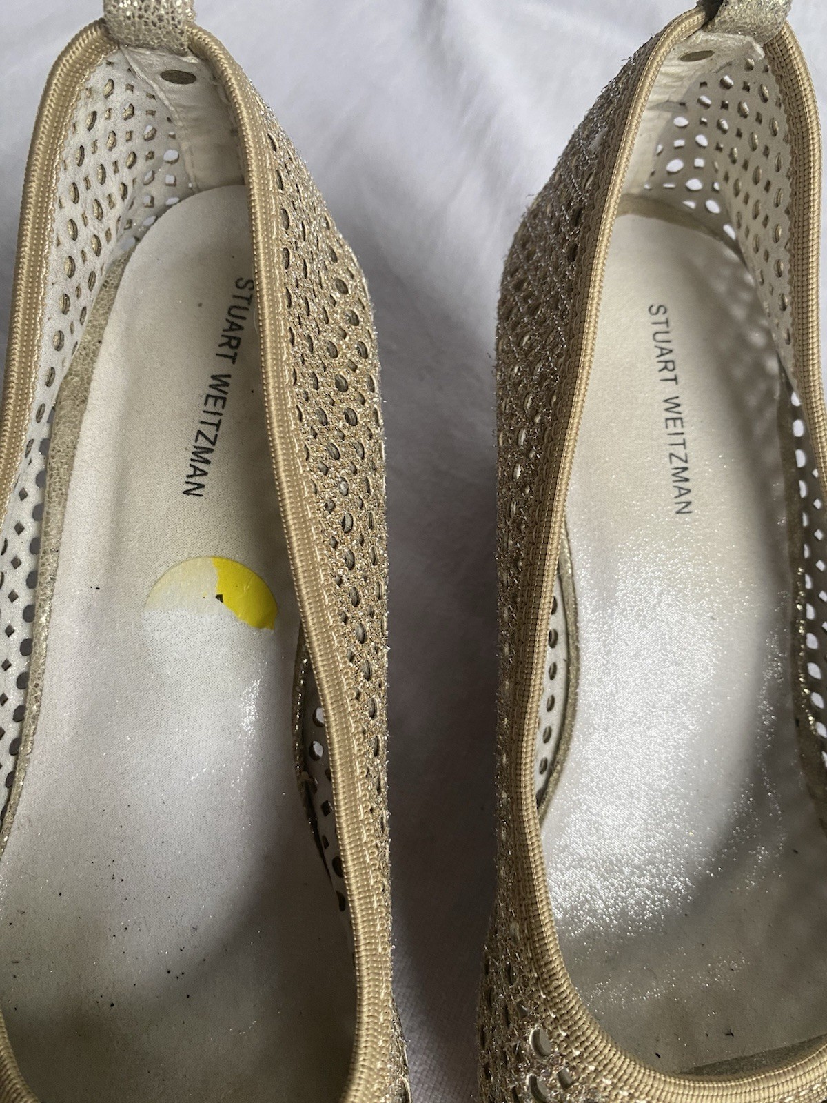 Stuart Weitzman Caye Lace Beige Woven Cork Wedge Pumps Women’s