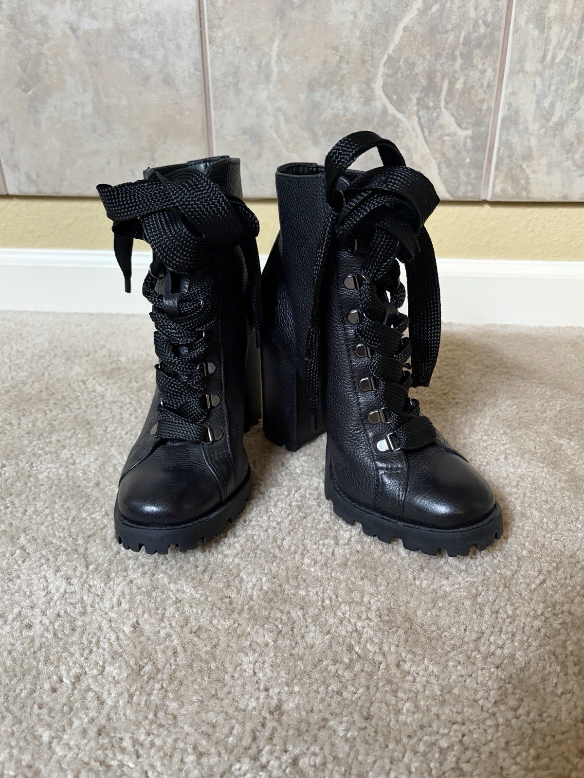 Schutz Black Leather Boots Size 7