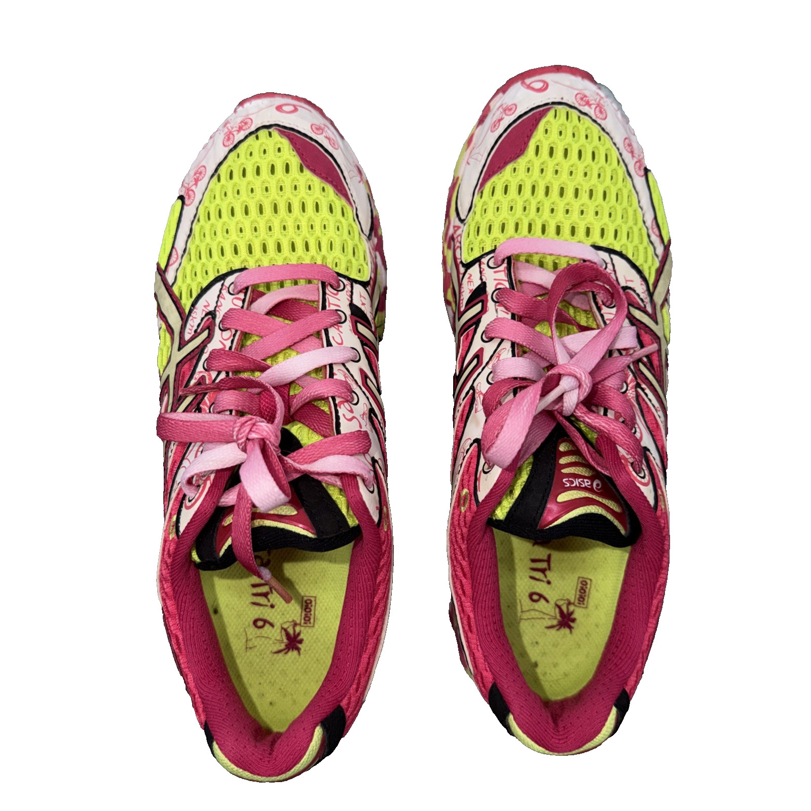 ASICS Gel Noosa Tri 6 W Size 8 Pink Lime Green Y2K Vintage Runner EUC T163N