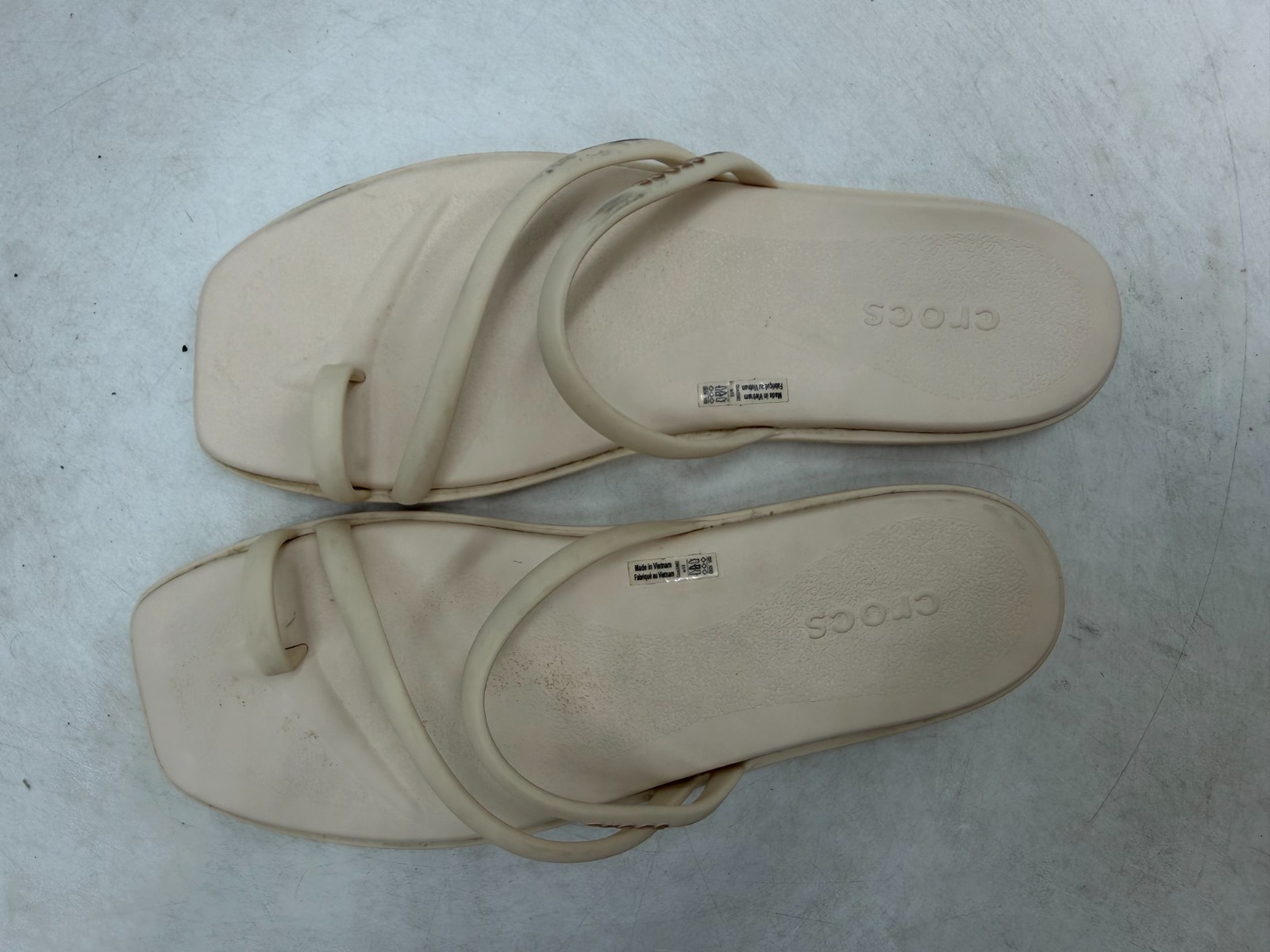 Crocs Miami Toe Loop Sandal Women Chalk Square Toe Jelly Croslite Waterproof -10