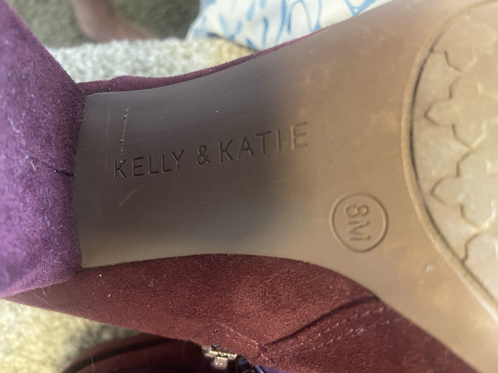 Kelly & Katie Women’s Burgundy Suede Ankle Bootie Pointed Toe Zip Size 8