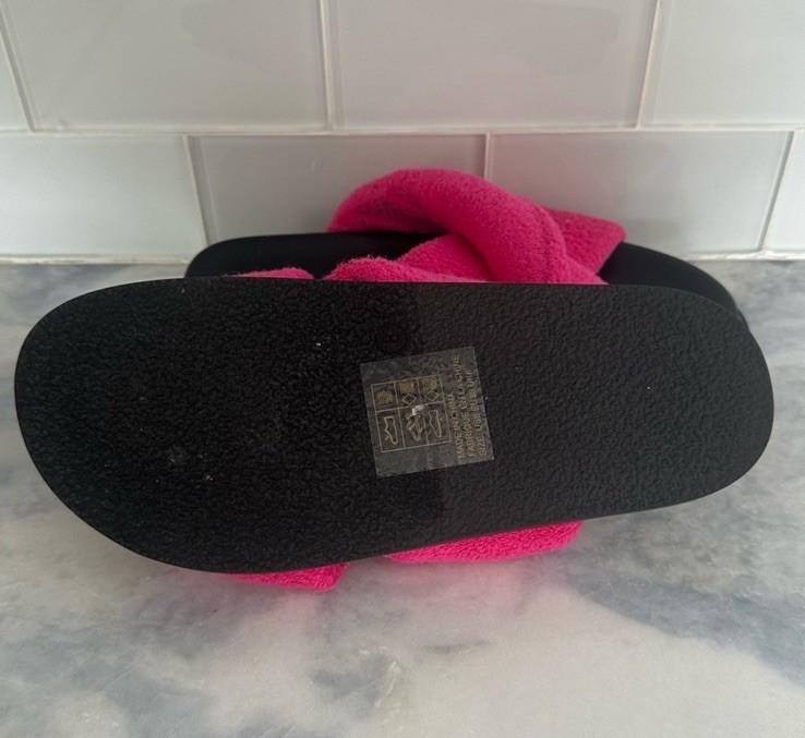 Size 8-New Anthropologie Maeve Terry Slide Sandals In Pink & Black