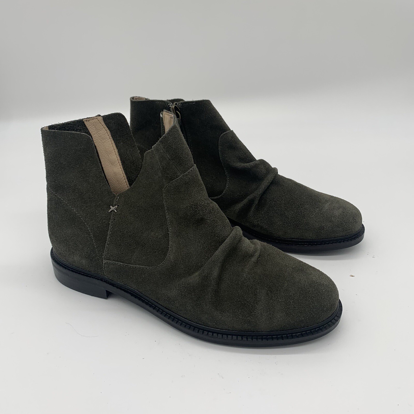Kelsi Dagger Brooklyn Latch Ankle Bootie Pine Suede Leather Green 8 NWOB 7016