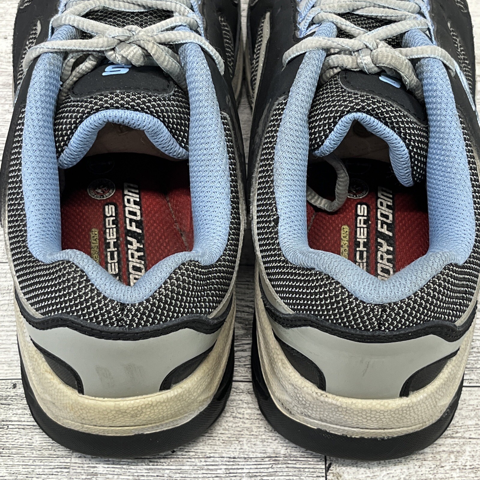 Skechers Steel Toe Work Shoes Slip Resistant Blue Black 76601 Women Size 8.5