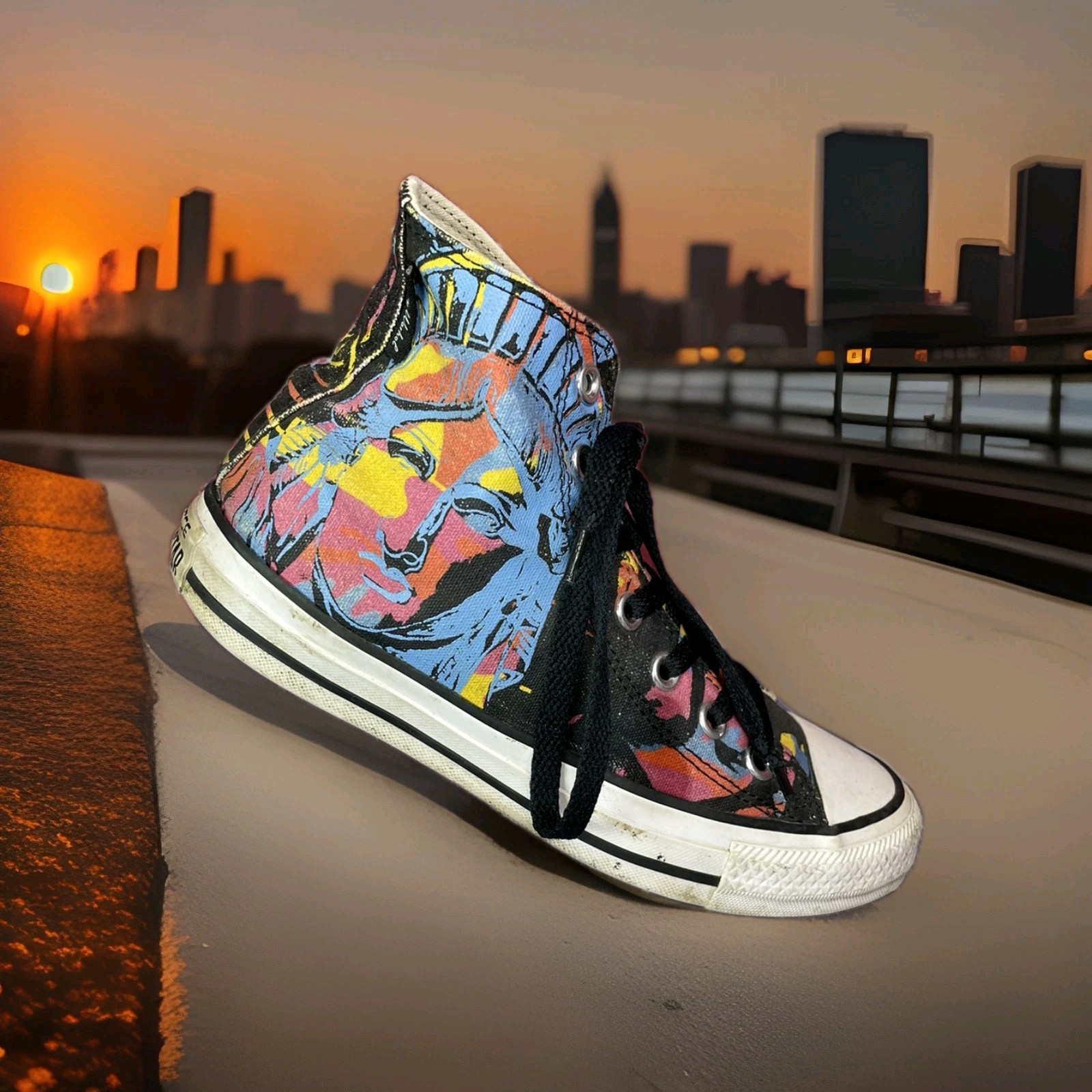 Converse Andy Warhol Statue of Liberty NYC New York Camo Shoes Men 4.5 Women 6.5