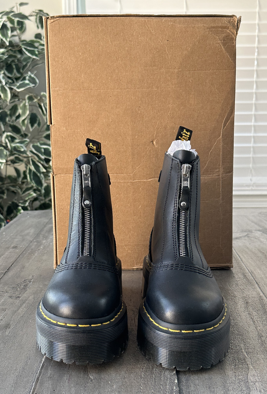 Dr Martens Jetta Zip Platform Leather Black Boots For Women’s Size US 6