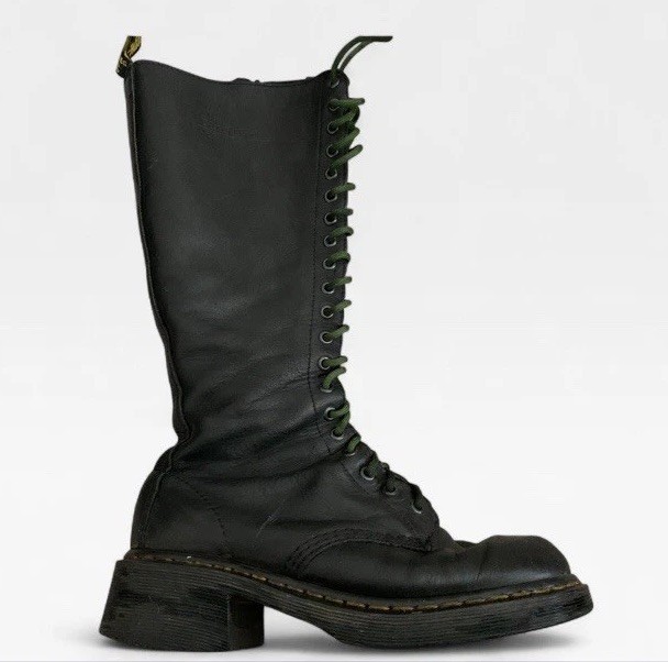Dr Martens 1b60 Bex Pisa 20 Eye Black Knee High Boots *BROKEN ZIPPER* 8