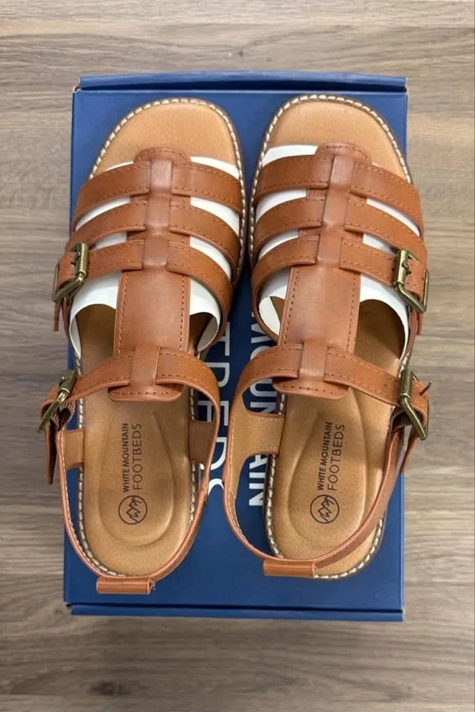 White Mountain Women Mayday Brown Gladiator Sandals Size 8.5M New