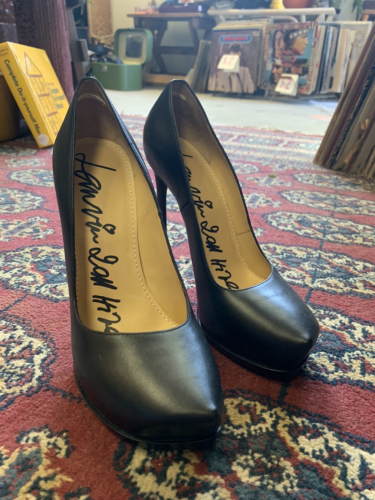 Lanvin Black Leather Semi-Pointed Toe Stiletto Heel Pumps Size 39.5/US 8.5