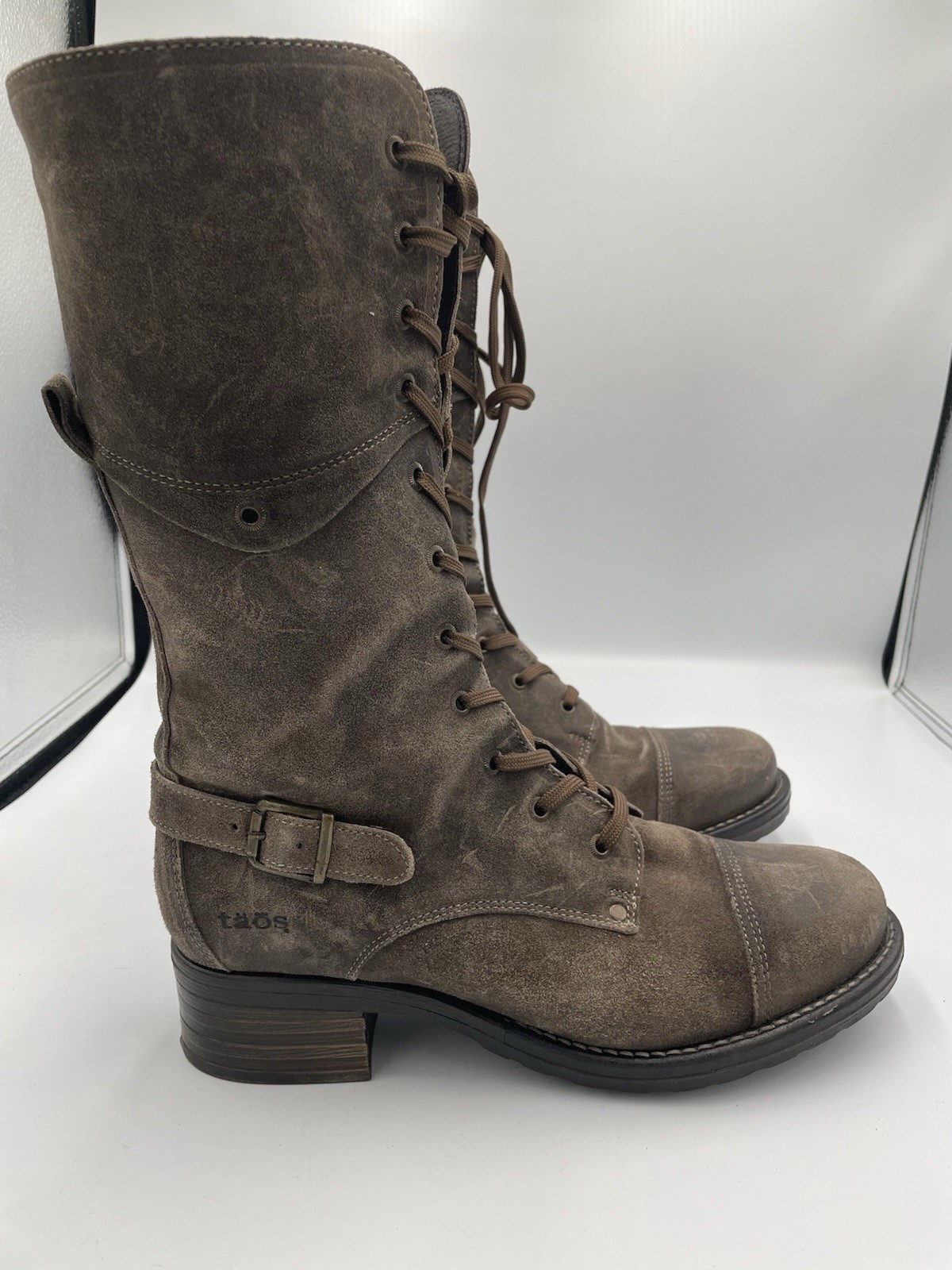 Taos Tall Crave Women’s Brown Leather Combat Boots US 10-10.5 EU 41