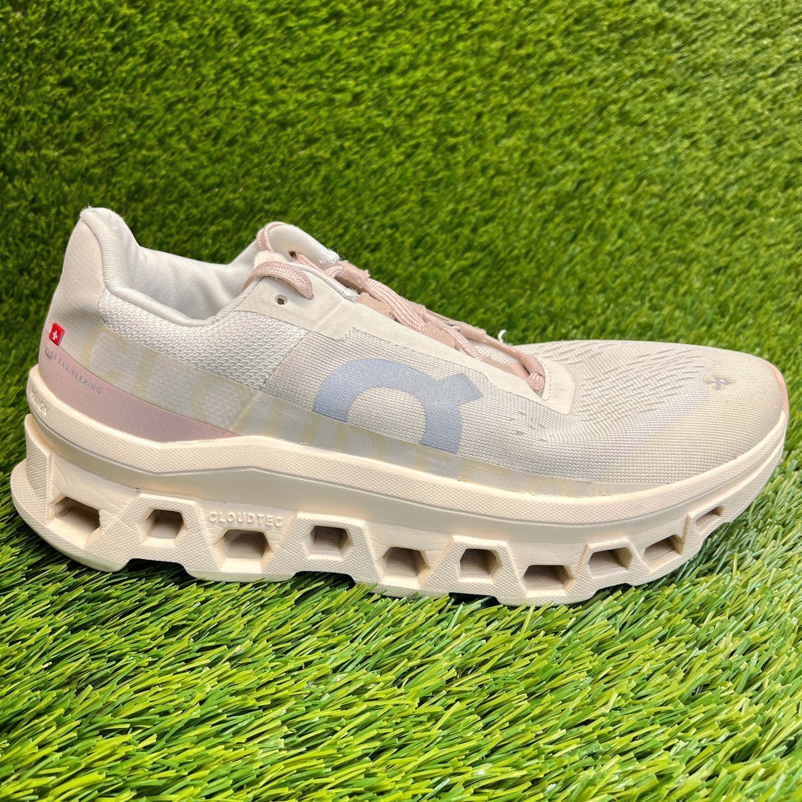 On Cloudmonster Women Size 10 Beige Pink Athletic Running Walking Shoes s