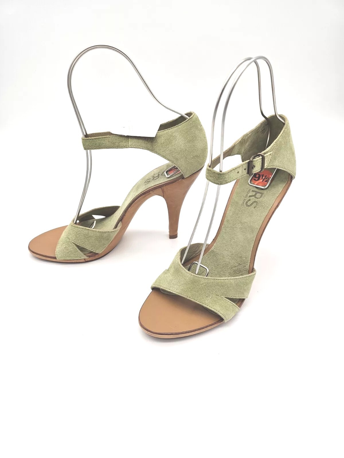 MICHAEL KORS Women’s ALL LEATHER Pear Green Suede Sandal Heels 9.5 Fits 9 NWT 🍐