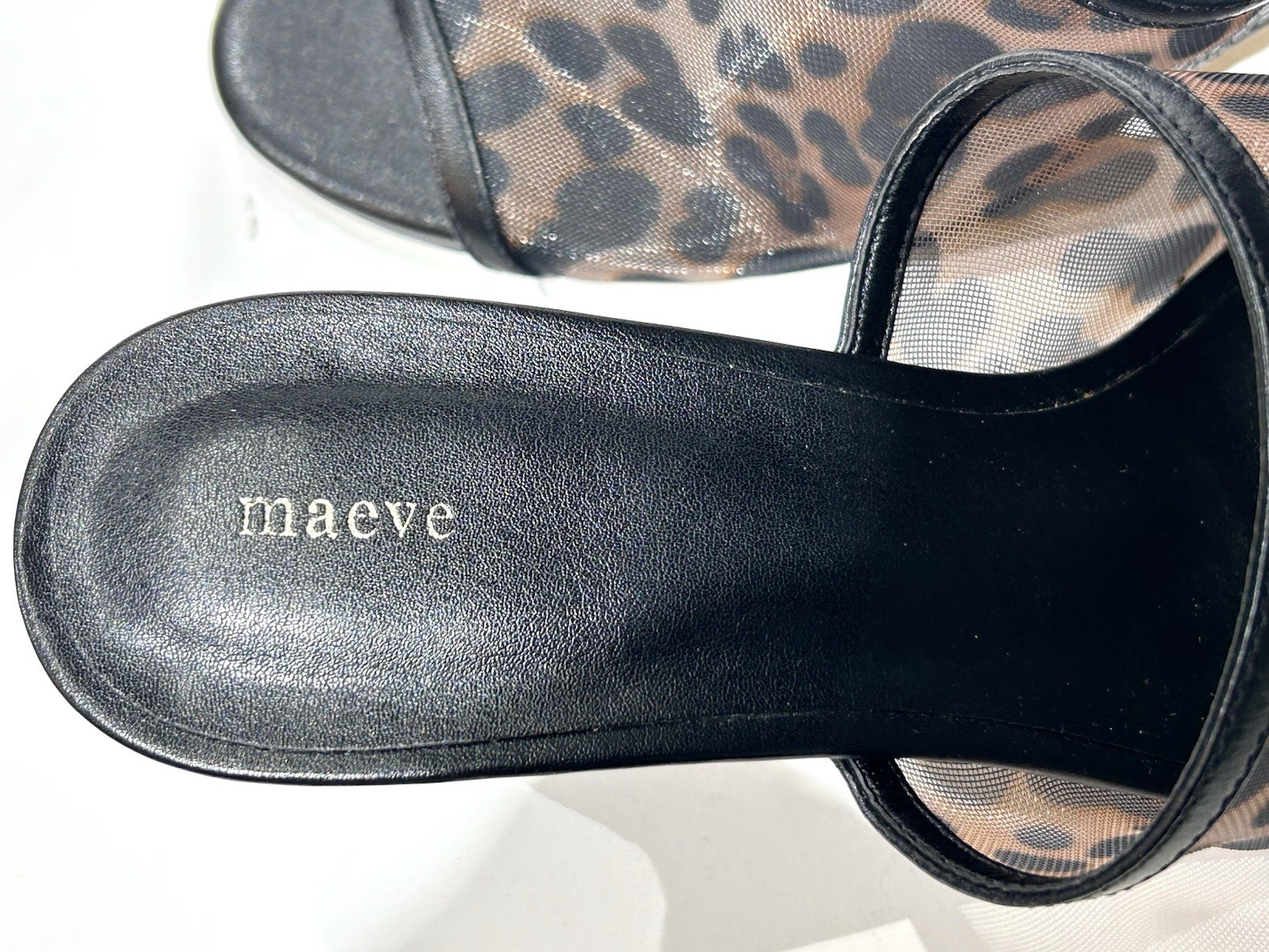 Maeve For Anthropologie Wedge Mesh Leopard Print Peep Toe Size 8 EXC