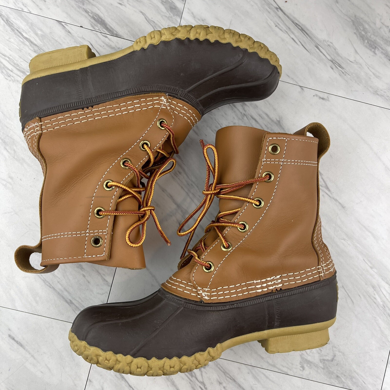 •LL Bean Duck Rubber Boots Made In Maine Women’s 6 M Brown Hunting Outdoor USA