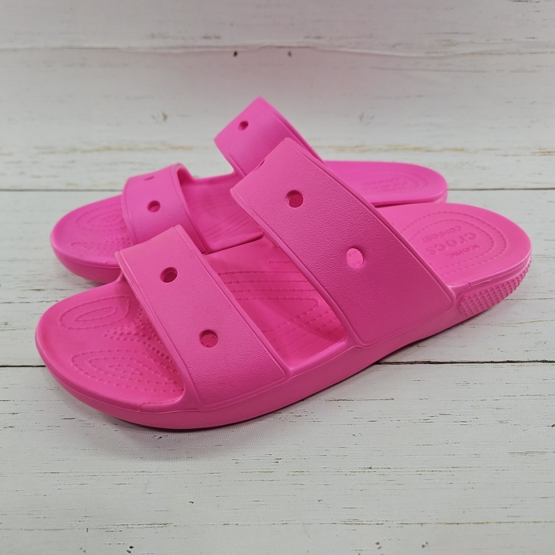 Crocs Classic Dual Band Womens 10 Mens 8 Pink Slip On Slides Sandals 206761