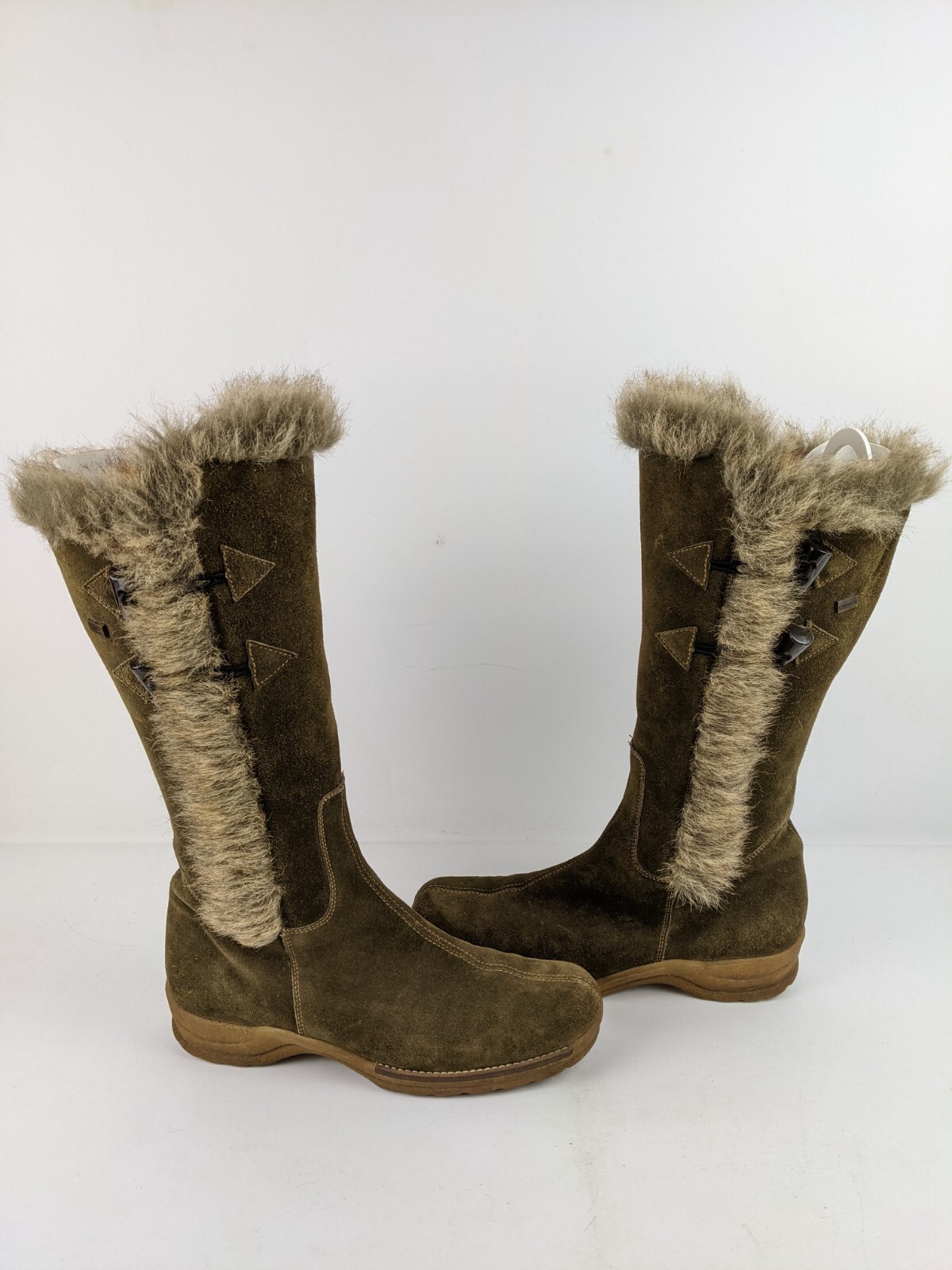 Rieker Faux Fur Lined Olive Side Zip Boots Size 39 US Size 8.5 Winter Fall