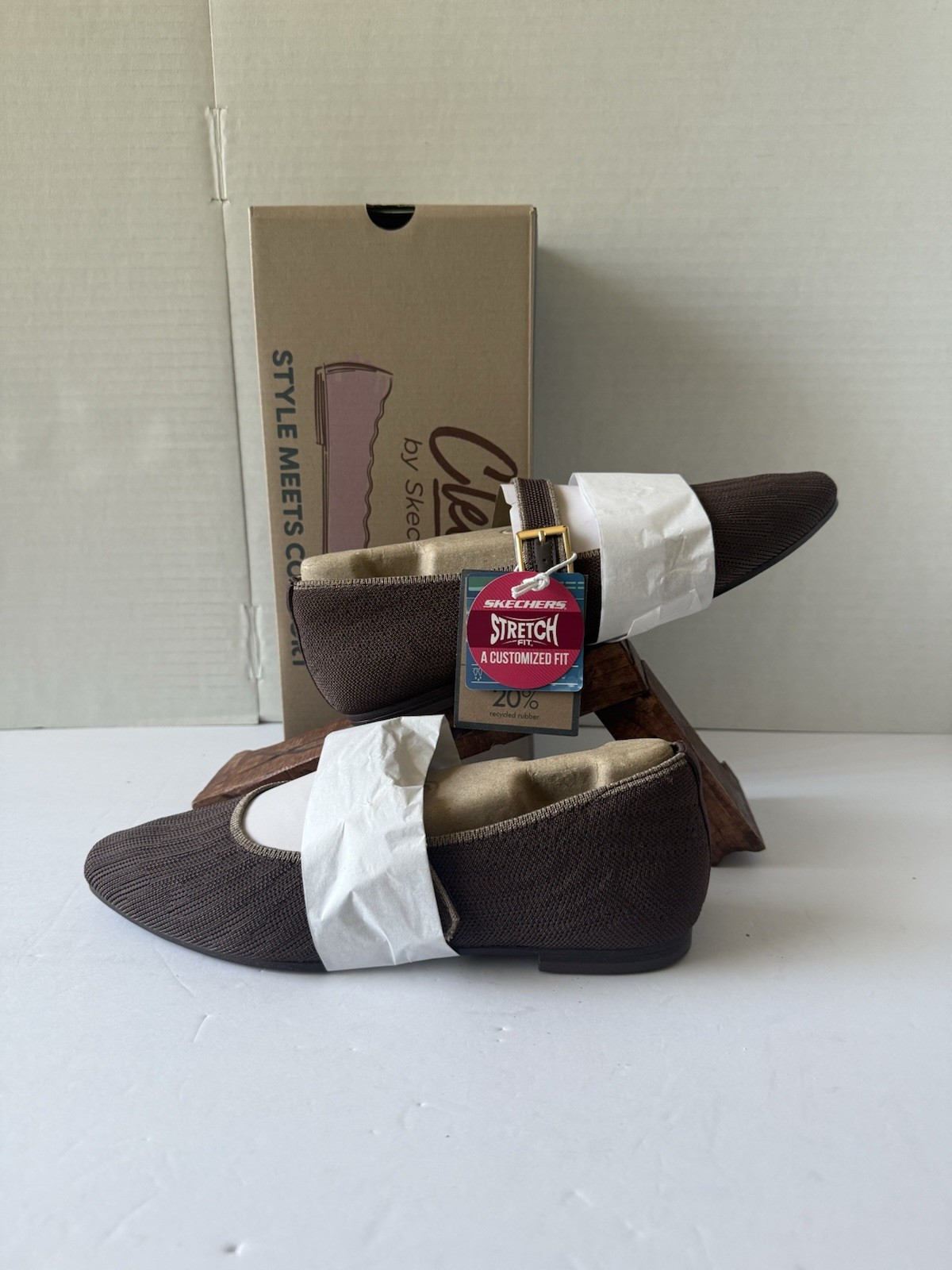 Skechers Cleo Snip Glamorous Shoes Women’s 7 Stretch Fit Chocolate 158368 New