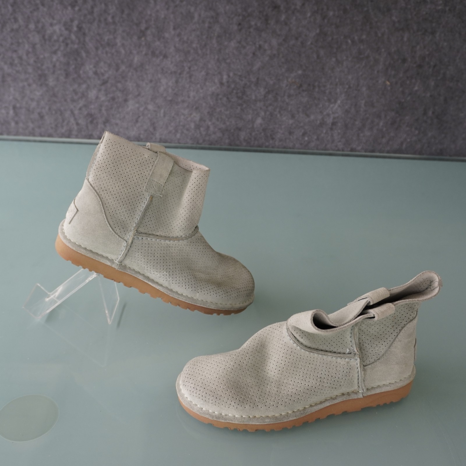 UGG Classic Unlined Mini Perf Boots SuedeGray Perforated Ankle Bootie Size 6 37