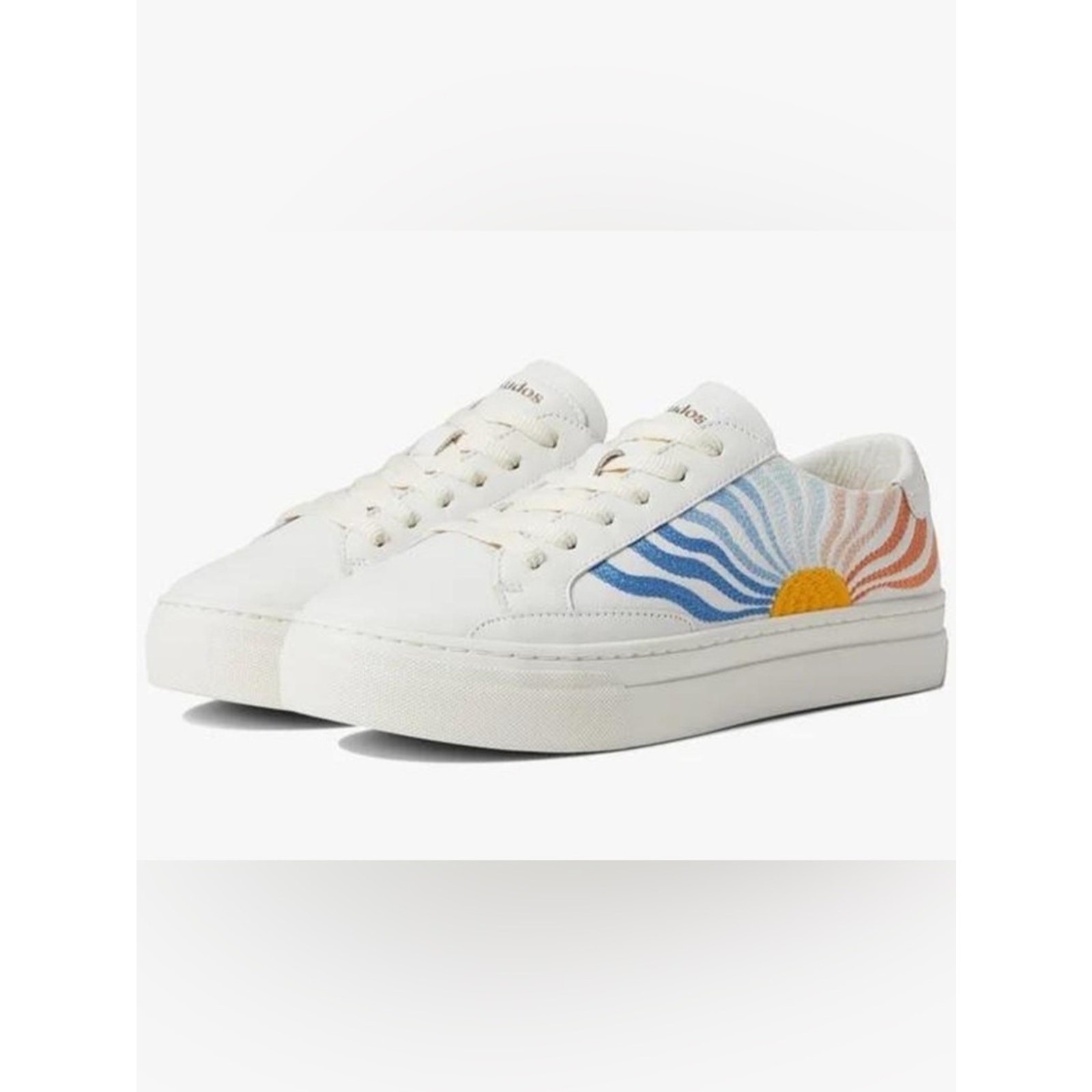 Soludos stay cool embroidered sunset and rainbow sneakers coastal casual