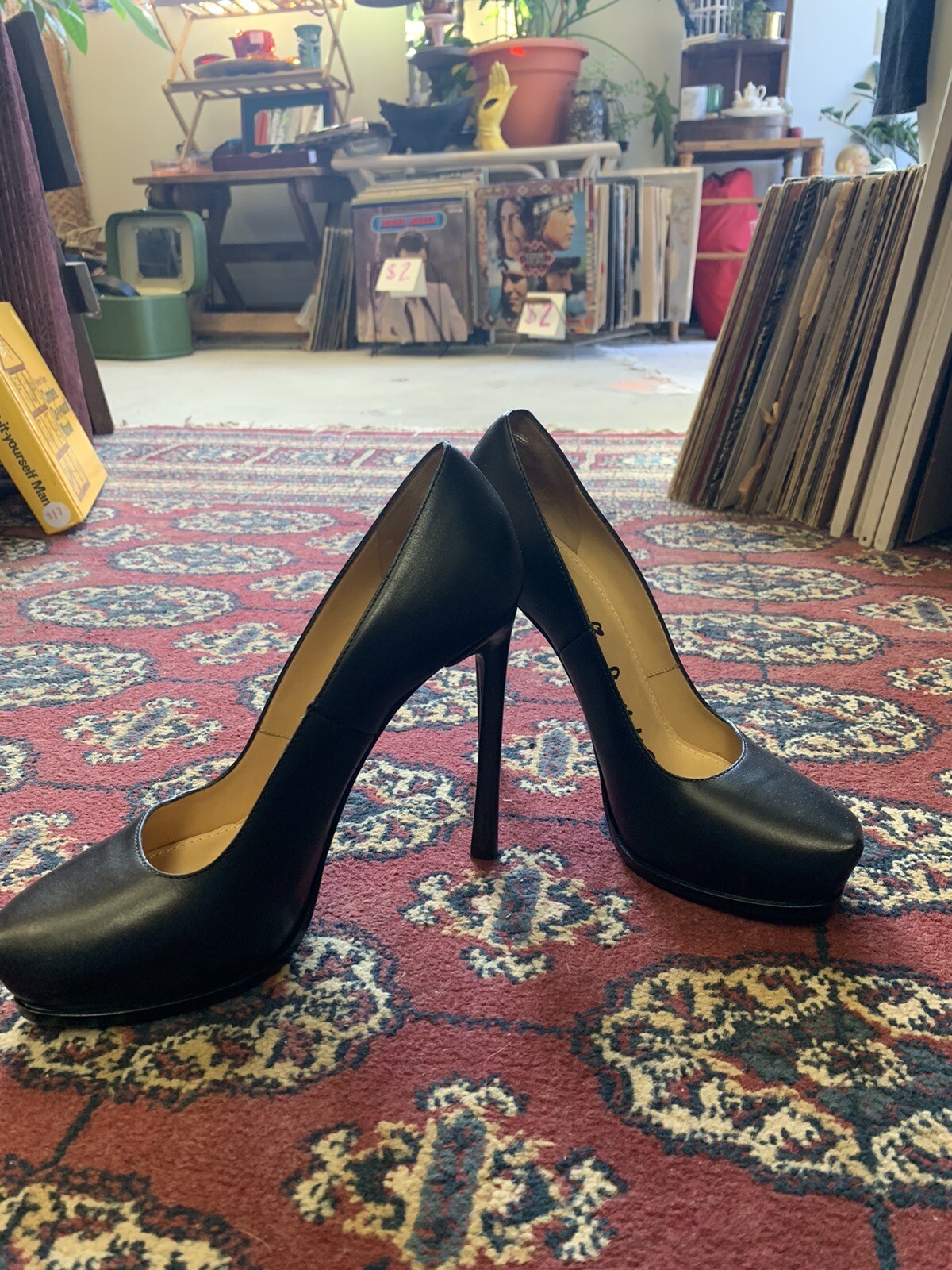Lanvin Black Leather Semi-Pointed Toe Stiletto Heel Pumps Size 39.5/US 8.5